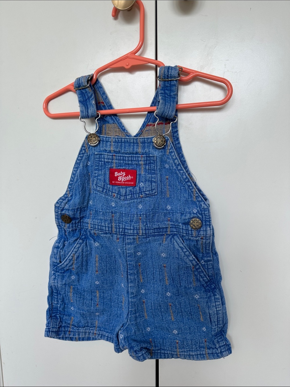 Vintage OshKosh overall in baseball print